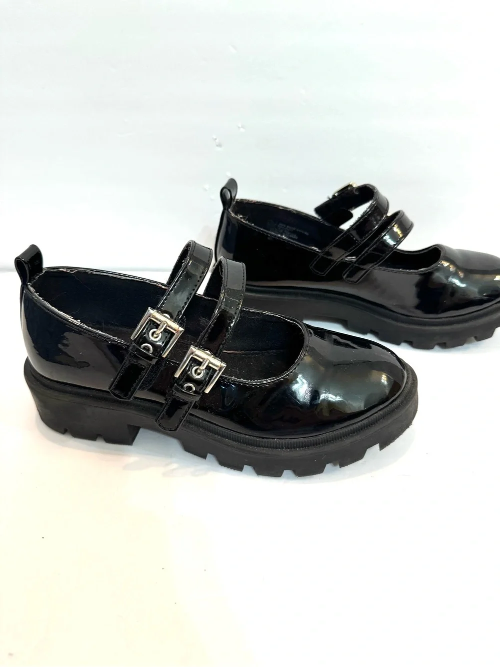 Girls Sonoma Black Ayvaa Girls' Patent Leather Mary Jane Chunky Heel Shoes Sz 1